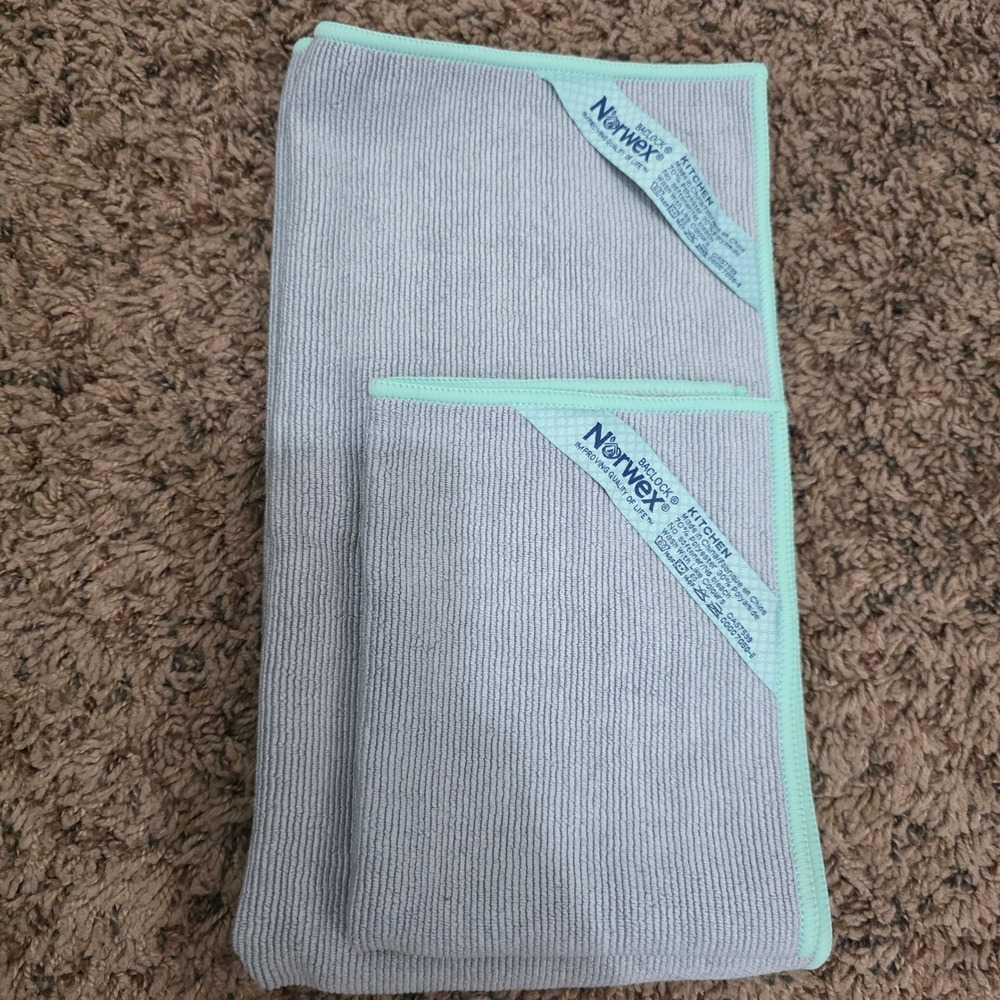 Norwex 4pc Set Hedgehog Window Cloth EnviroCloth Ribbed Kitchen Towel Mint Gray - Picture 2 of 9